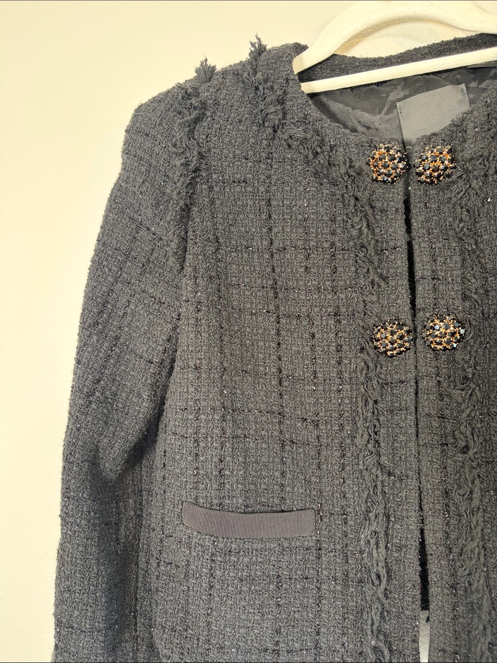 PINKO Scucire Blazer Jacket With Jewels in Black - 8 - Picture 5 of 7